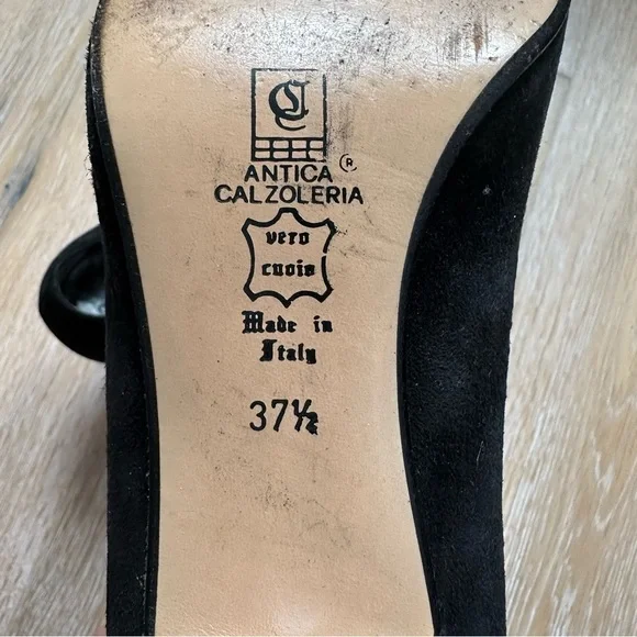 Vintage 80's Bocci Black Suede Pumps Shoes Made In Italy - Size 37.5 EU - Picture 9 of 16